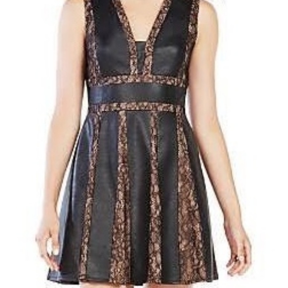BCBGMaxAzria Dresses & Skirts - BCBGMaxAzria Faux Leather Mini Dress Size 6